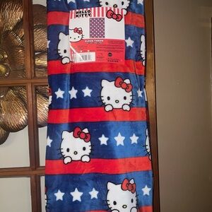 New with tags Hello Kitty throw Red and Blue patriotic Blanket